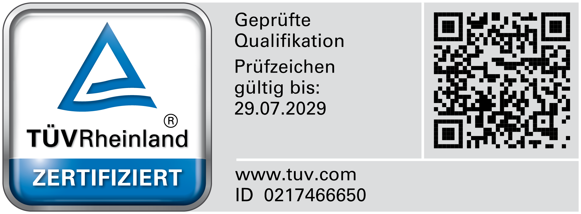 Persönliches Prüfzeichen-Signet von PersCert TÜV für Ingo Günther, Manager für angewandte KI-Transformation (TÜV Rheinland geprüfte Qualifikation), ID 0217466650